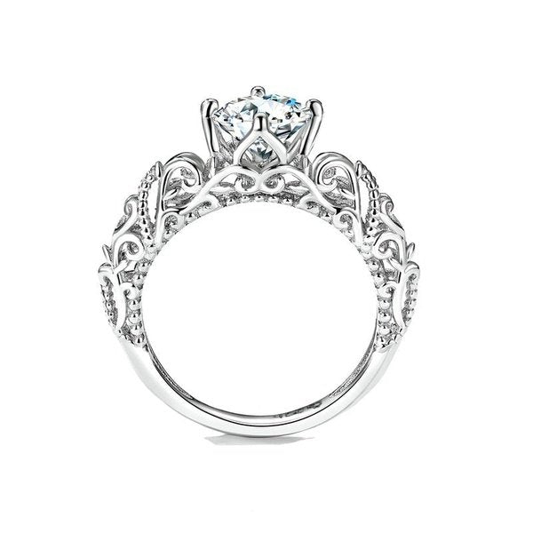 Anel Solitário Luxury Vintage Prata