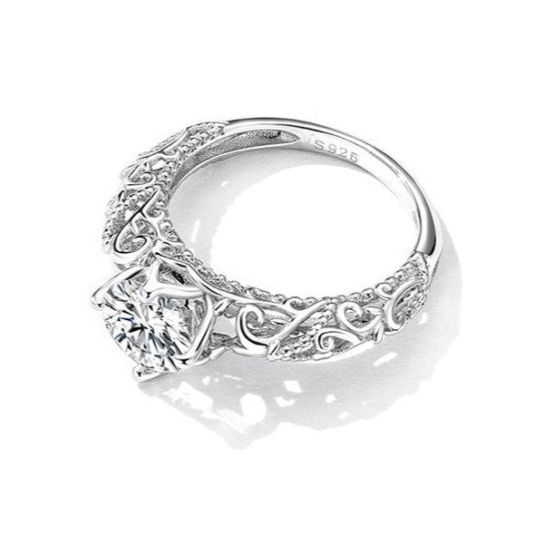 Anel Solitário Luxury Vintage Prata