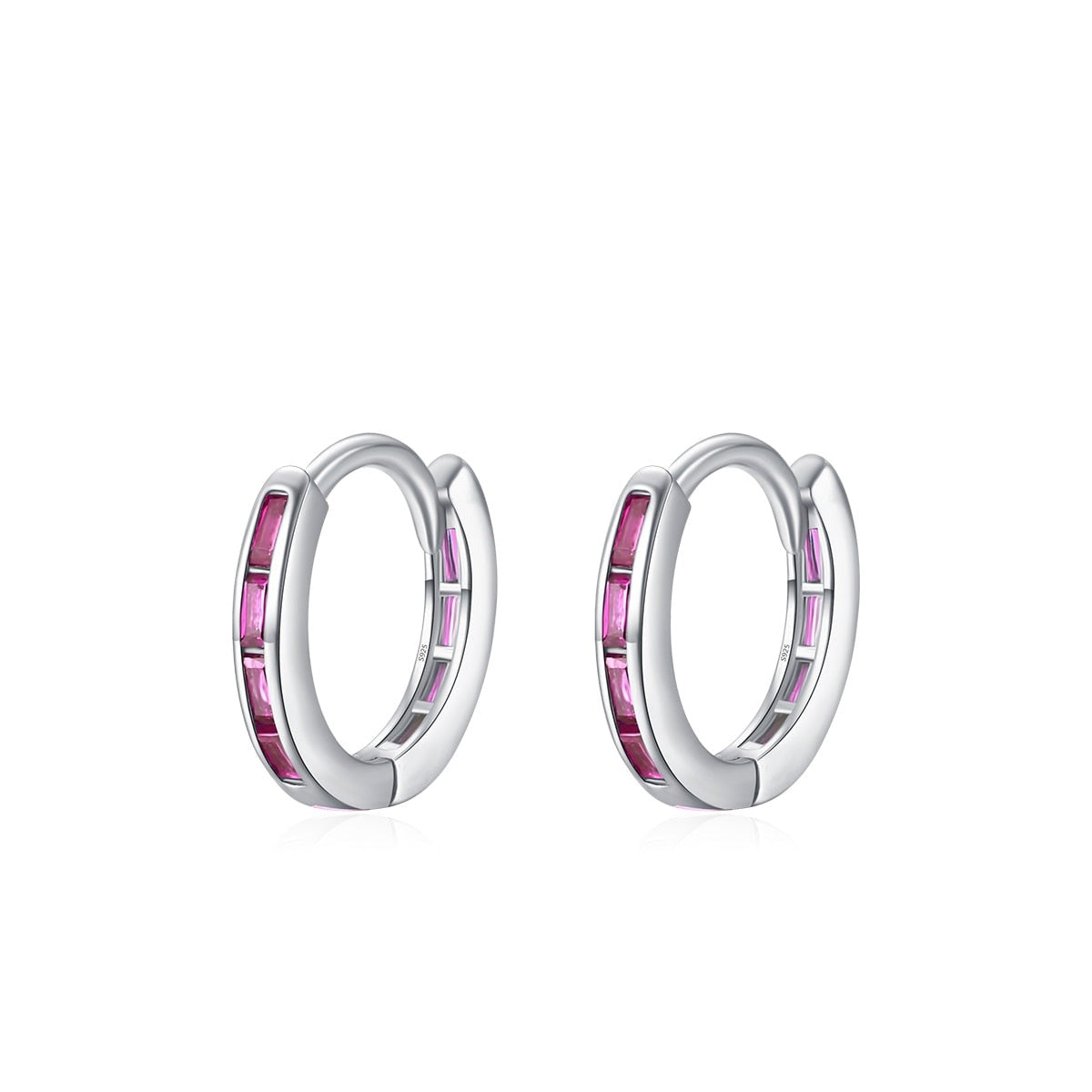 Brinco de Prata Argola com Zircônia Colorida