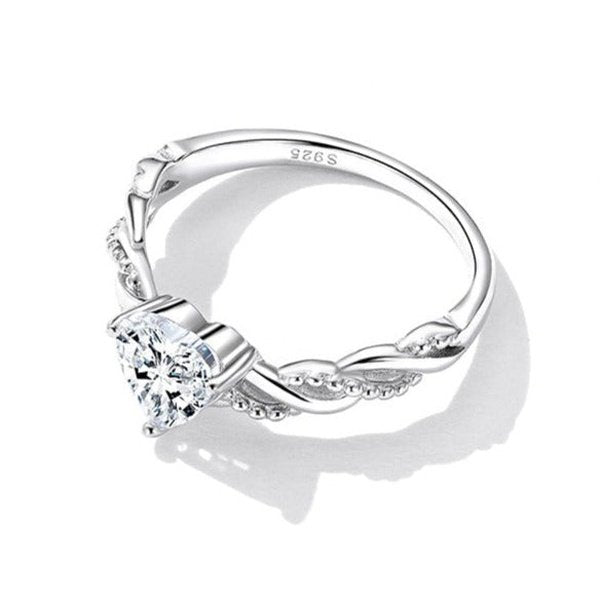 Anel Solitário Coração Romantic Love Prata