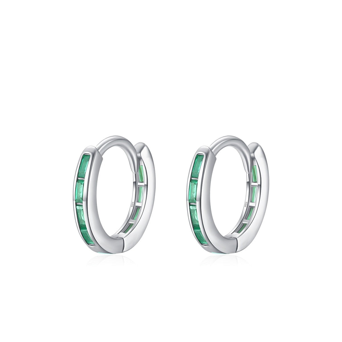 Brinco de Prata Argola com Zircônia Colorida