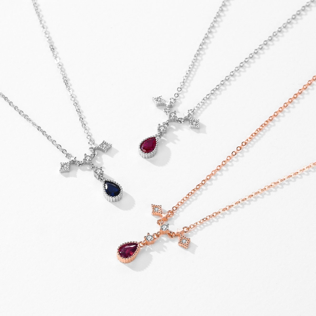 Colar de Prata com Pingente Colorido e Zircônias