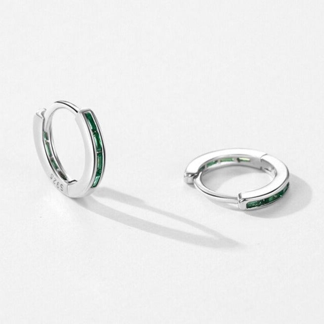 Brinco de Prata Argola com Zircônia Colorida