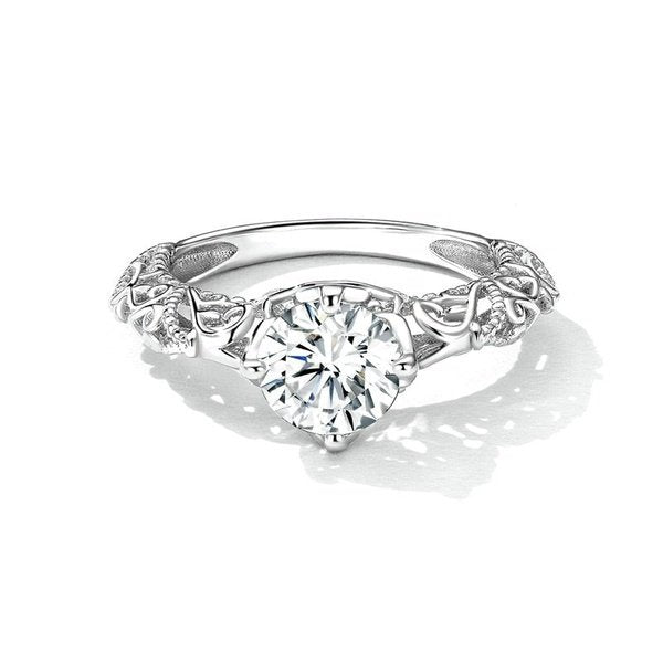 Anel Solitário Luxury Vintage Prata