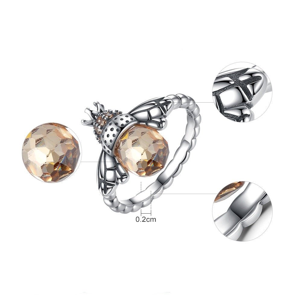 Anel Abelha em Zircônia Prata