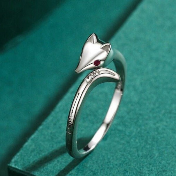Anel Ajustável de Raposa Prata