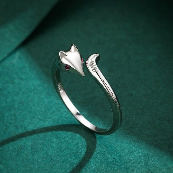 Anel Ajustável de Raposa Prata