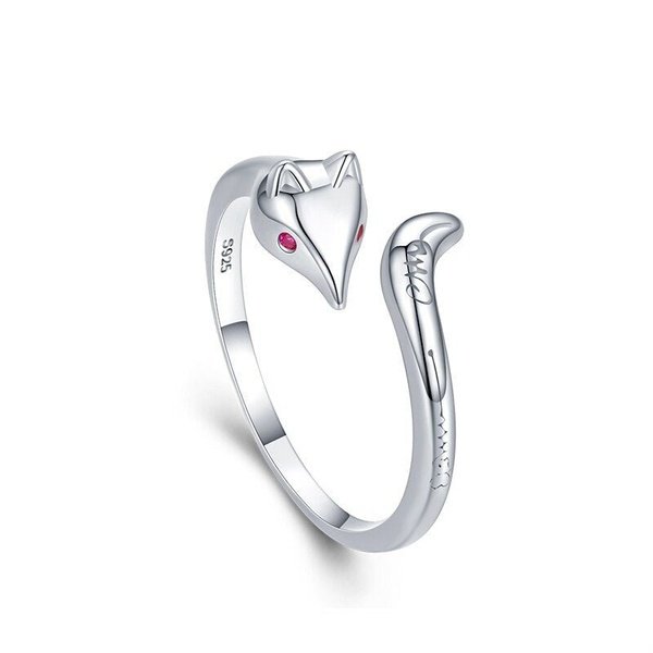Anel Ajustável de Raposa Prata