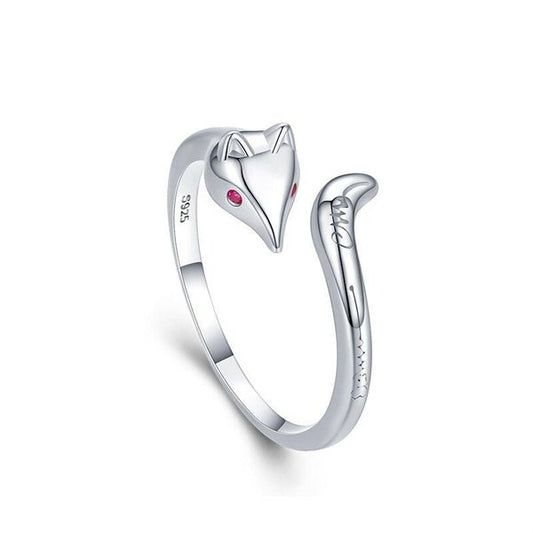 Anel Ajustável de Raposa Prata