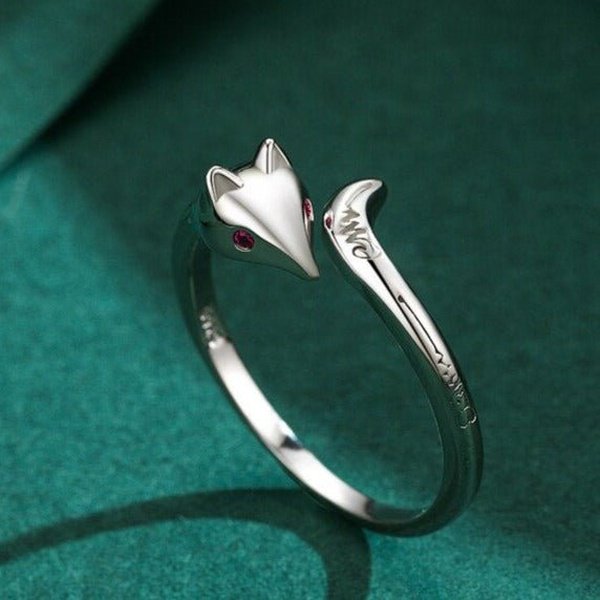 Anel Ajustável de Raposa Prata
