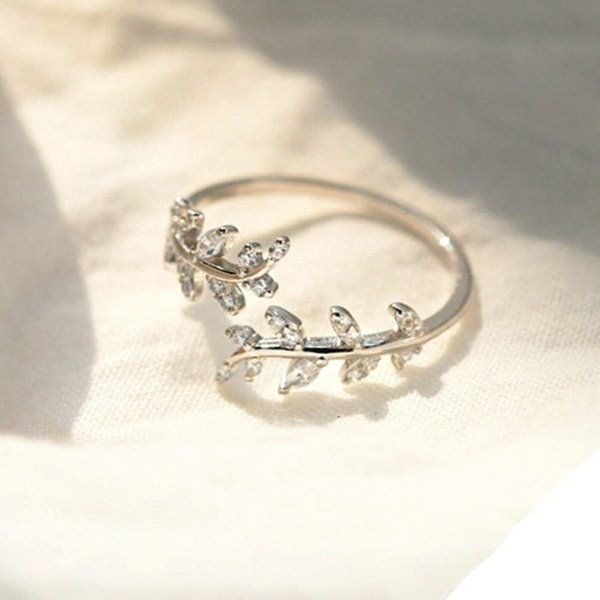 Anel Ajustável Folhas Prata