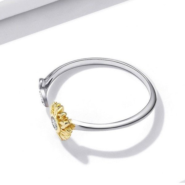 Anel Prata Ajustável Girassol