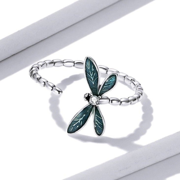 Anel Ajustável Prata Libélula