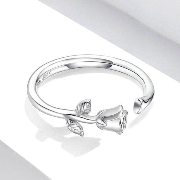 Anel Ajustável Rosa Prata