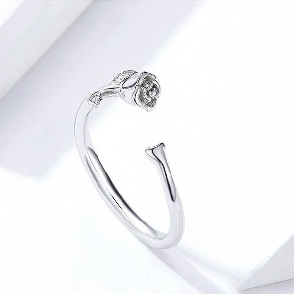 Anel Ajustável Rosa Prata