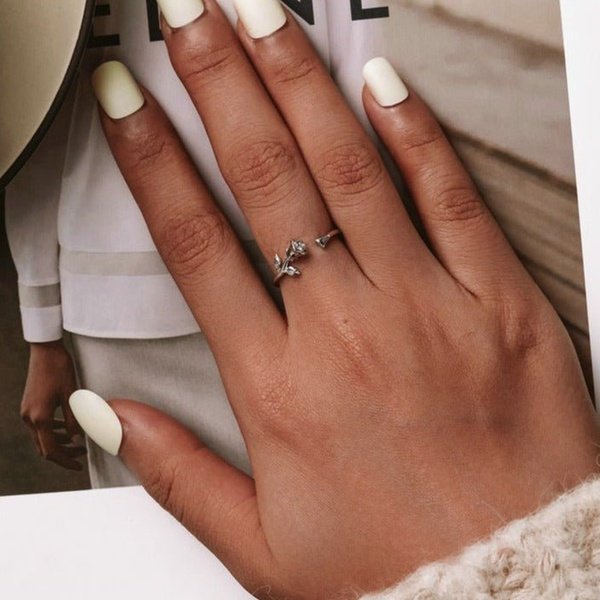 Anel Ajustável Rosa Prata