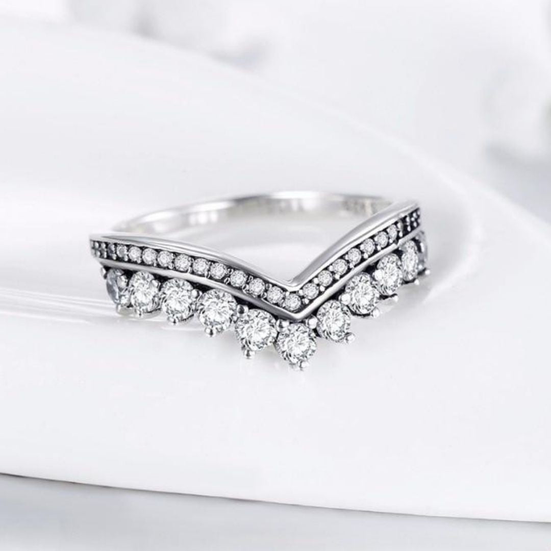 Anel Prata Coroa de Zircônias