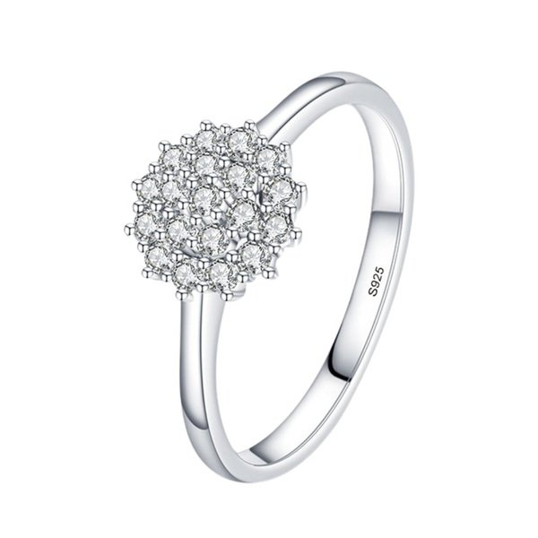 Anel Flor de Zircônia Prata