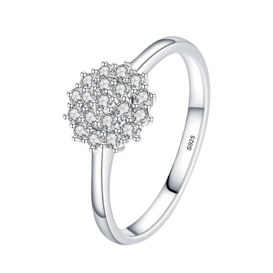 Anel Flor de Zircônia Prata