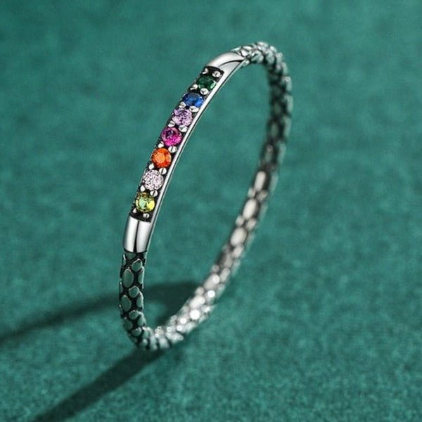 Anel Prata Cobra Rainbow