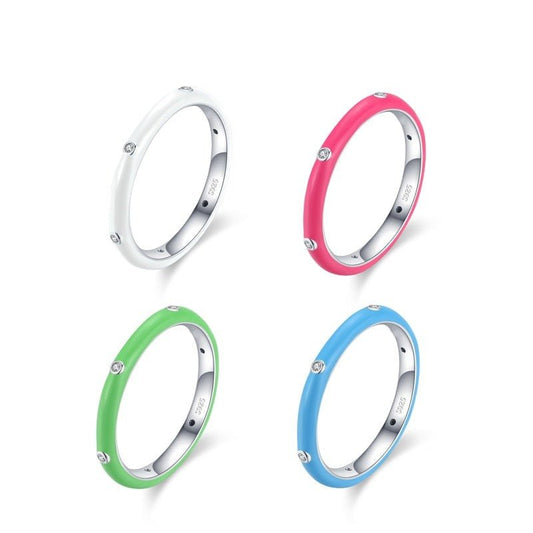 Anel Prata Colorido Happy