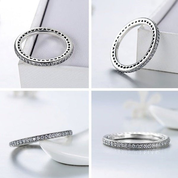 Anel Prata Clássico Coração Romantic