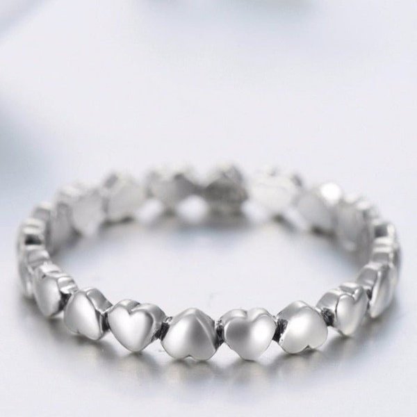 Anel Prata Corações