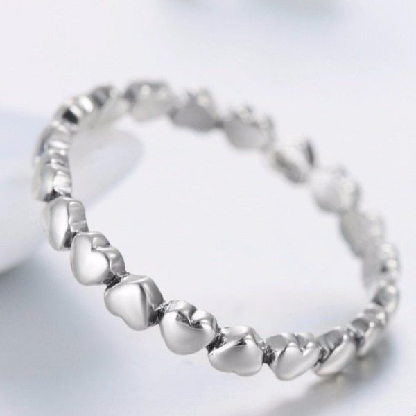 Anel Prata Corações