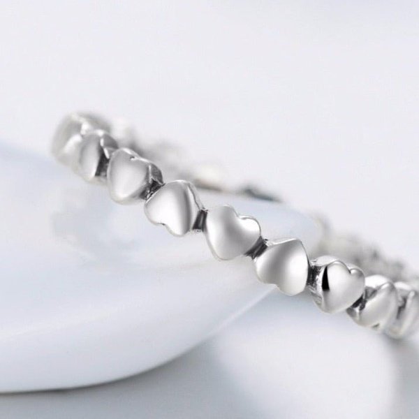 Anel Prata Corações