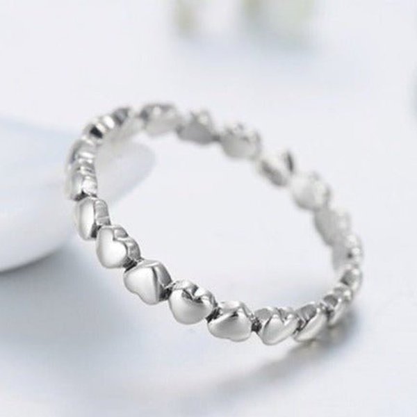 Anel Prata Corações