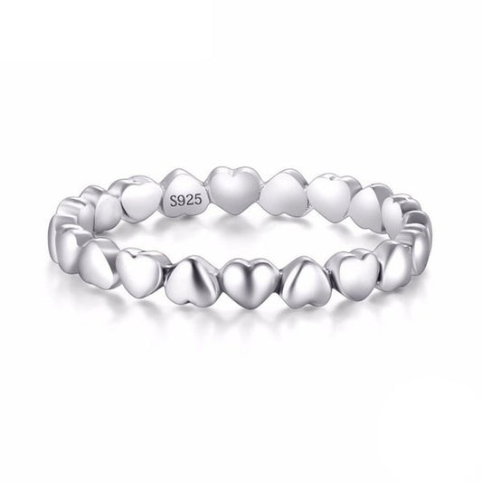 Anel Prata Corações