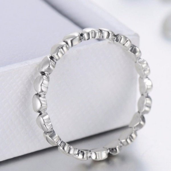 Anel Prata Corações