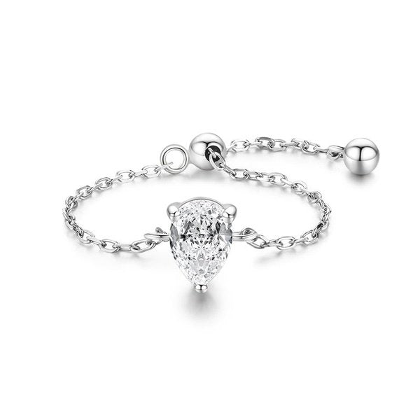 Anel Prata Corrente Ajustável