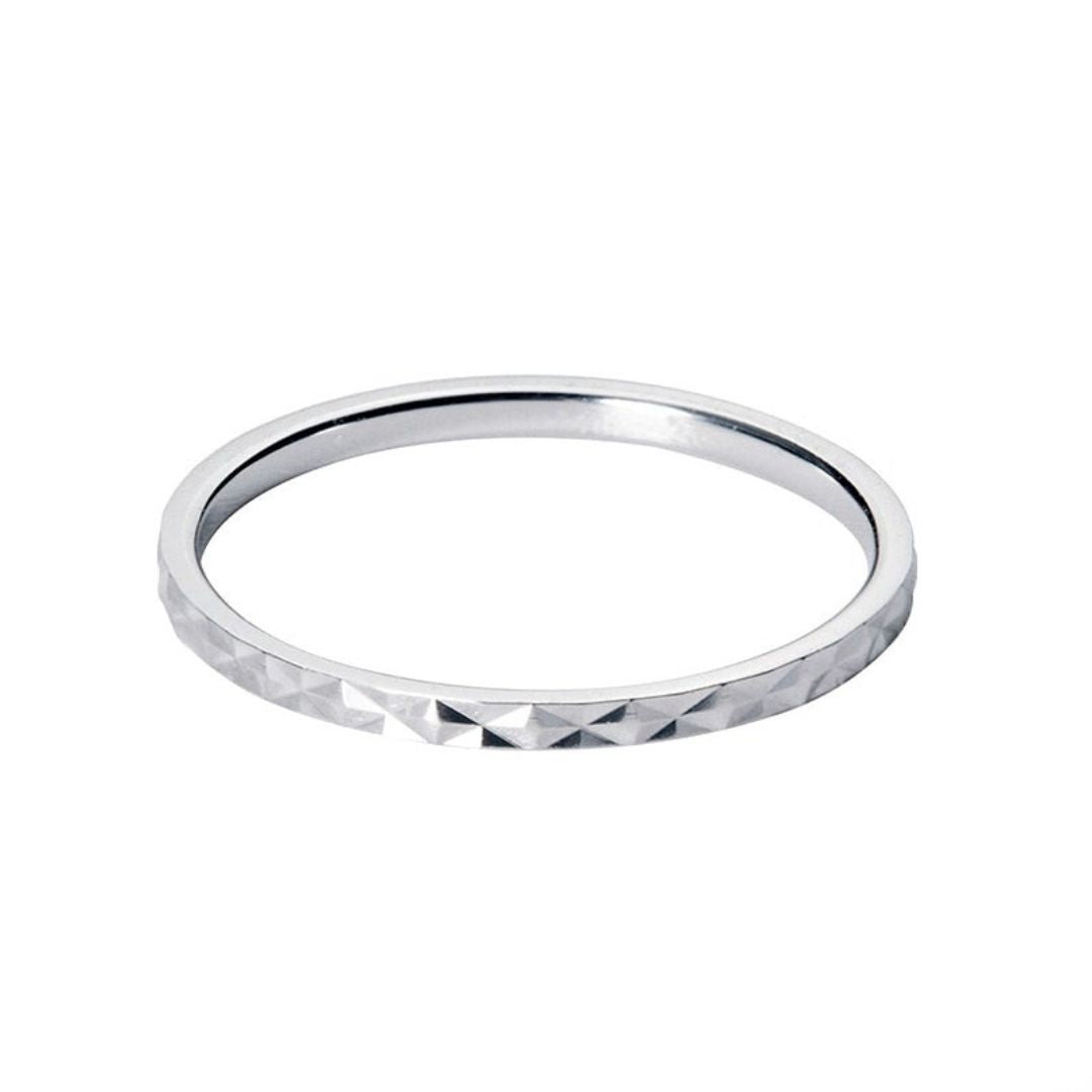 Anel Prata Geométrico