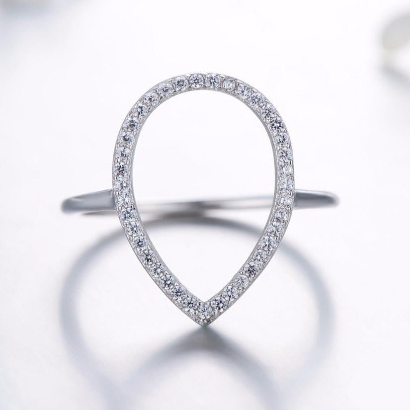 Anel Prata Gota de Zircônia