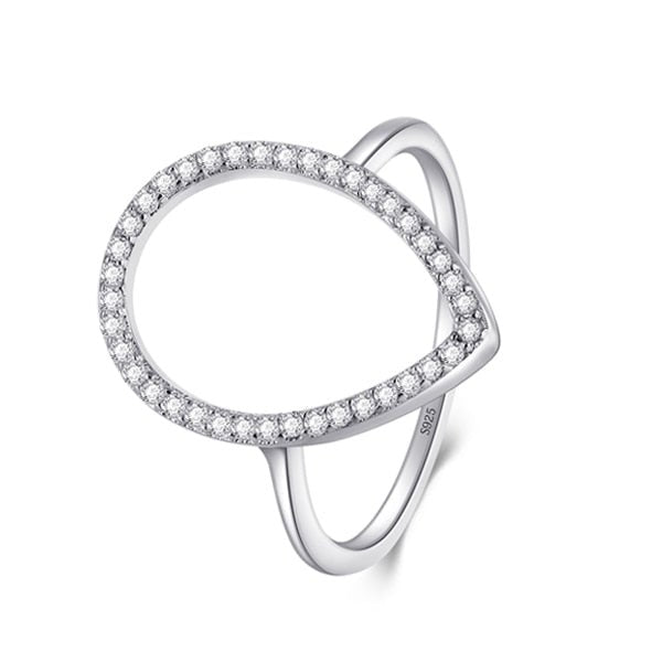 Anel Prata Gota de Zircônia