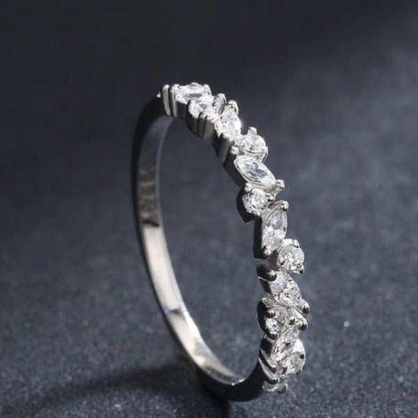 Anel Prata Gotas de Zircônia