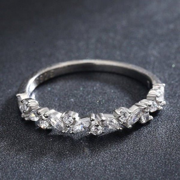 Anel Prata Gotas de Zircônia