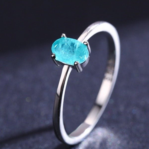 Anel Prata Pedra Oval Turmalina Paraíba