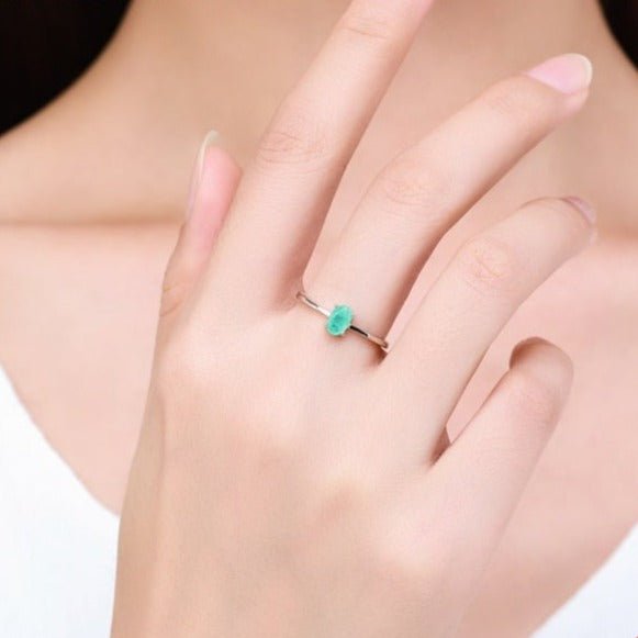 Anel Prata Pedra Oval Turmalina Paraíba