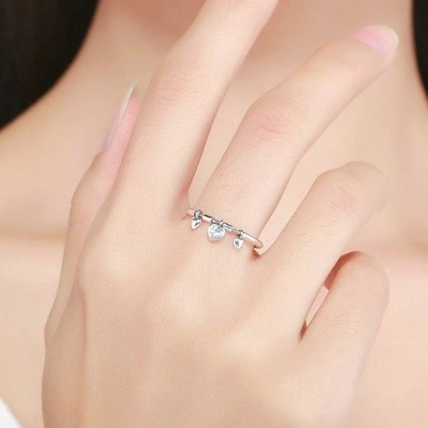 Anel Prata Pingente de Zircônia