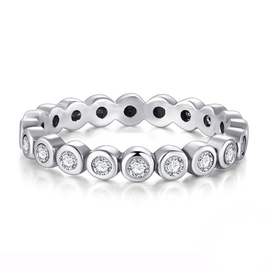 Anel Prata Sequência de Zircônias