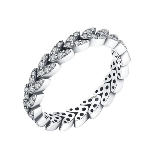 Anel Sequência de Folhas de Zircônia Prata