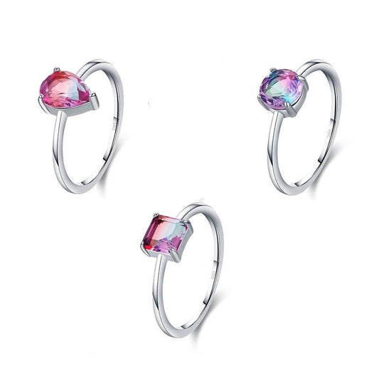 Anel Solitário Colorful Prata