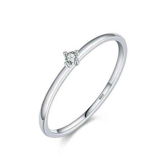 Anel Solitário de Moissanite Prata