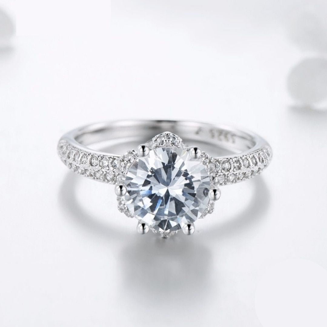 Anel Solitário Diamante de Zircônia Prata