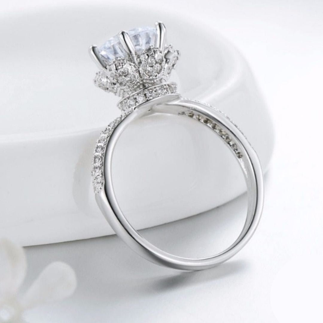 Anel Solitário Diamante de Zircônia Prata