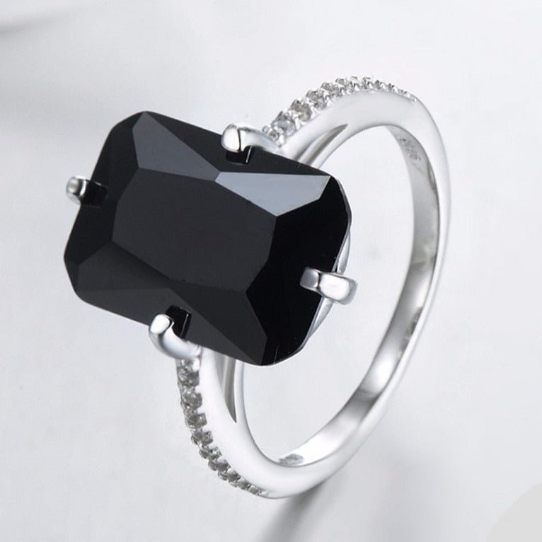 Anel Solitário Zircônia Preta Prata