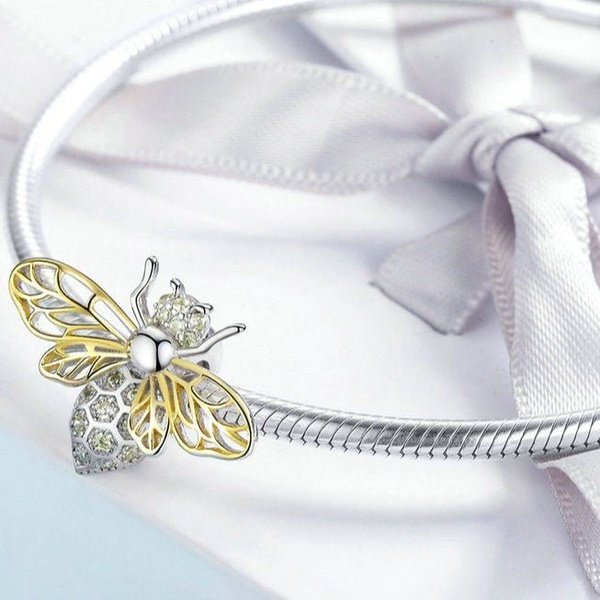 Berloque Abelha de Cristal Prata