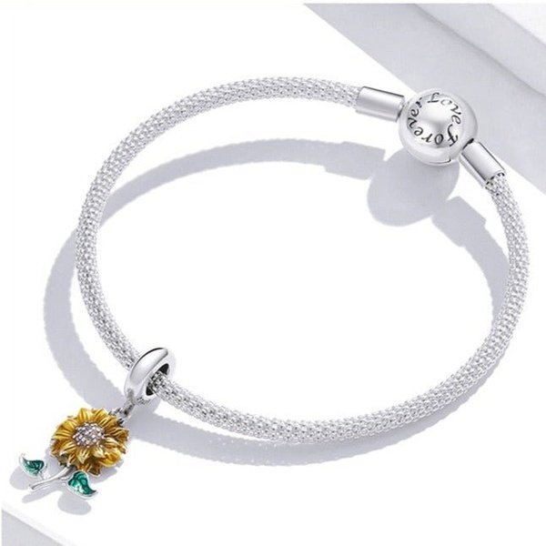 Berloque Charm Sunflower Prata